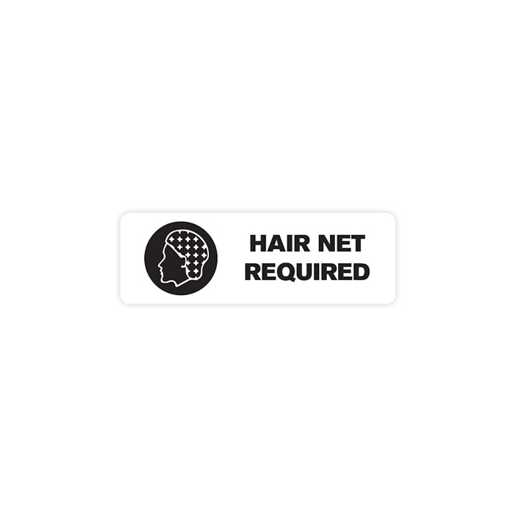 "Hair Net Required" Rectangular Paper Label 3" x 1" U.S. Plastic Corp.